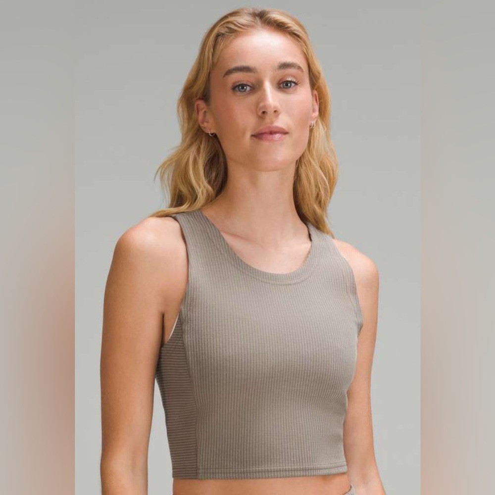 Lululemon Ribbed Softstreme Cropped Tank Top Nomad Sz 14